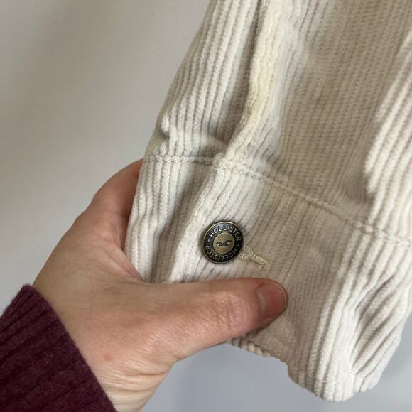 Hollister Off White Corduroy Button Front Utility Shacket Size XXS 100% Cotton - Picture 6 of 7